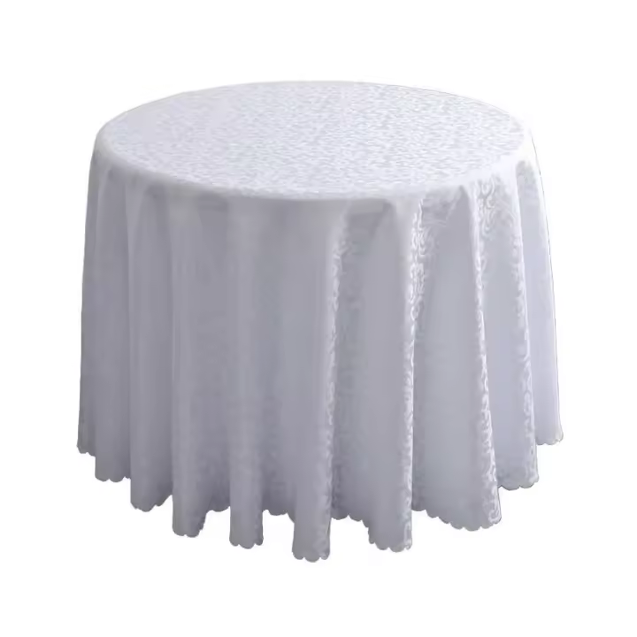 Mantel circular de alta calidad de 300 cm, jacquard blanco para eventos de bodas, banquetes, fundas de hotel y decoraciones de mesa. - 1