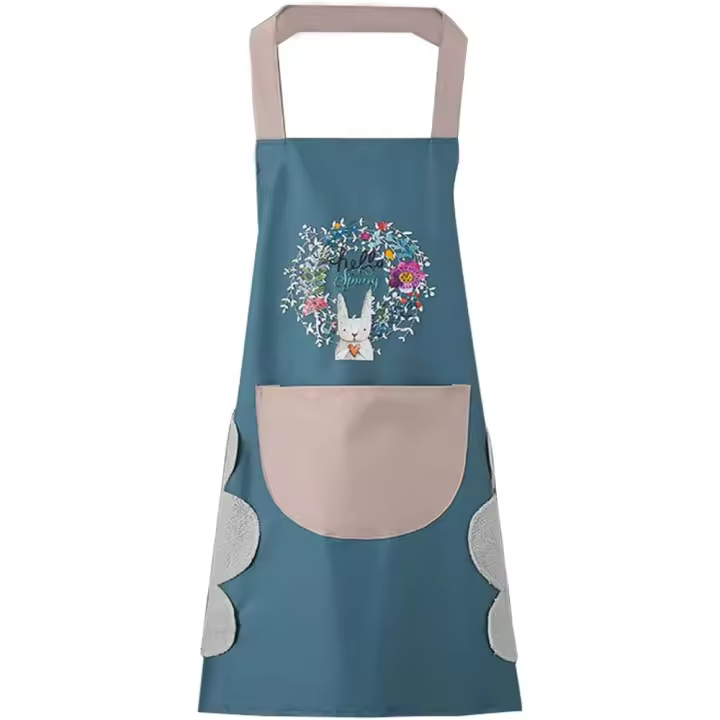 Delantal de cocina para mujer con bolsillos para limpiarse las manos, bolsillo grande, limpiar a mano, impermeable para cocinar y hornear - 1