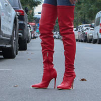 Botas Largas de Moda para Mujer 2025 Punta Afilada, Tacón Alto, Delgado Cuero Sintético - details 2
