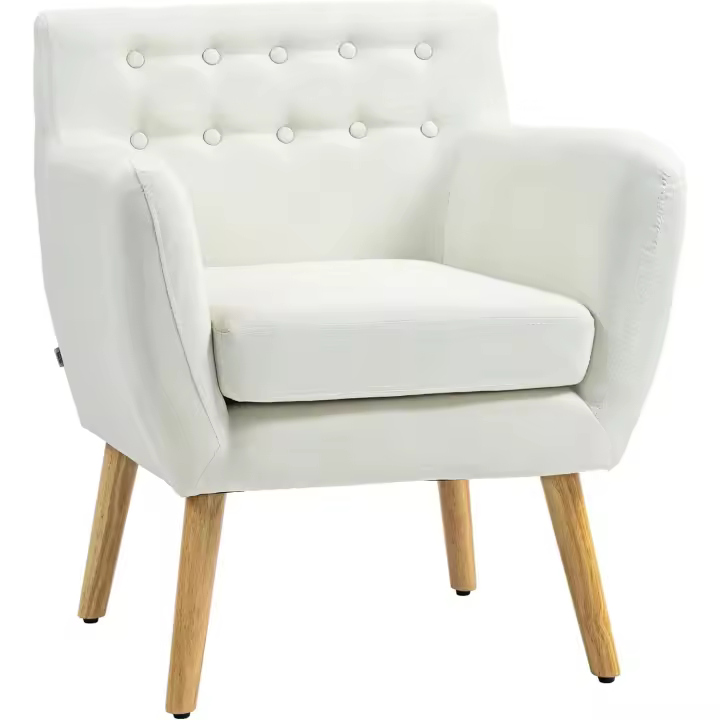 Sofá de Salón Moderno Butaca de Dormitorio con Brazos de Apoyo y Patas de Madera - 1