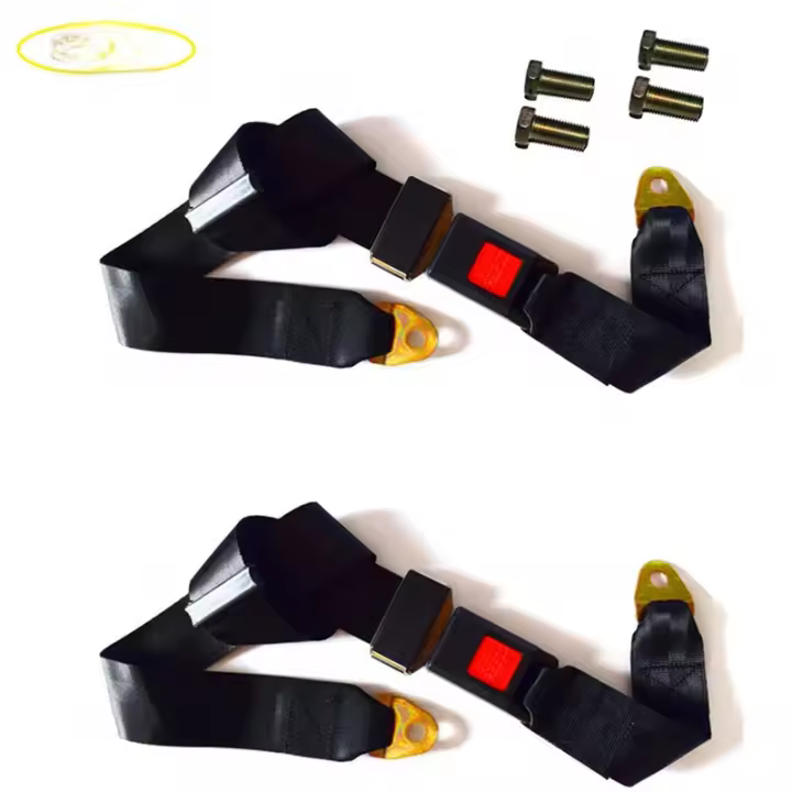 Cinturón de seguridad Universal para regazo, Kit de arnés de seguridad ajustable de 2 puntos, doble asiento individual, 2 paquetes - 1