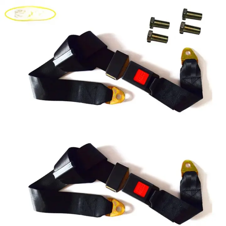 Cinturón de seguridad Universal para regazo, Kit de arnés de seguridad ajustable de 2 puntos, doble asiento individual, 2 paquetes - 1