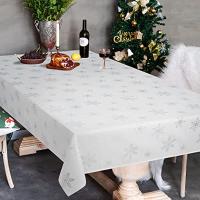 Mantel rectangular de Navidad, decoración de copo de nieve blanco, mantel impermeable, cubierta de mesa de vacaciones, decoración de fiesta y Cena - details 3