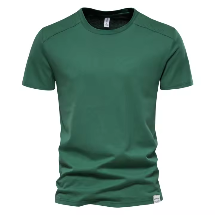 Novedad de verano japonesa, camiseta de color sólido con cuello redondo, top deportivo holgado de manga corta agradable a la piel - 1