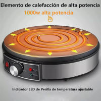 Crepera 1000W - Placa de piedra antiadherente - Incluye rodillo y raspador - details 3