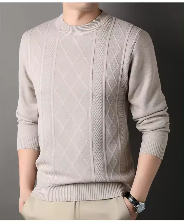 Hombre Color sólido 2024 nuevo Otoño Invierno cálido suéter de moda Casual y cómodo suéter suave - 1