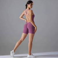 Hamidou-Conjunto de Yoga con espalda descubierta para mujer, Body de Fitness de alta elasticidad, ropa de gimnasio deportiva, Top corto de Fitness, Shockpro - details 22