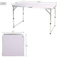 Mesa Plegable, Malva, 120x60x54/60/70 cm, Altura Ajustable, Topes Antideslizantes, Soporta 30 kg, Cierre Seguridad, Asa Mano Transporte, Mesas de Camping, Playa, Jardín (63088) - details 1