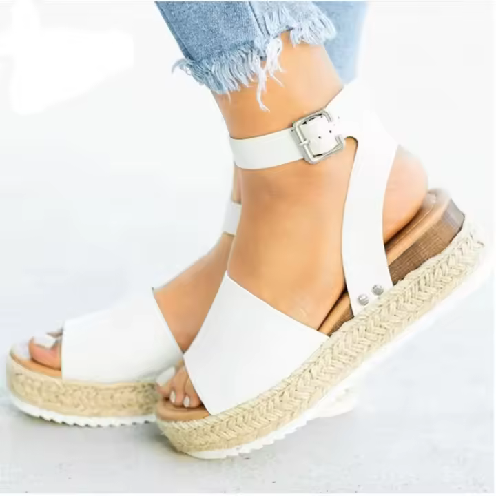 Sandalias Casuales de Moda para Mujer Talla Grande, Estampado de Leopardo, Hebilla de Cinturón Redondo, Verano Novedad - 1
