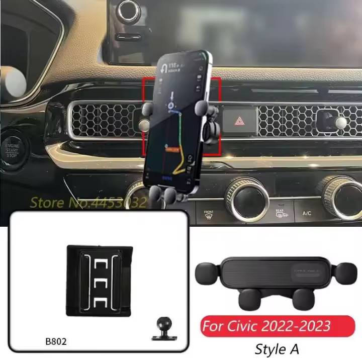 Soporte para teléfono de coche, accesorios horizontales para Honda Civic 11th Gen 2022-2023, ventilación, navegación GPS por gravedad - 1