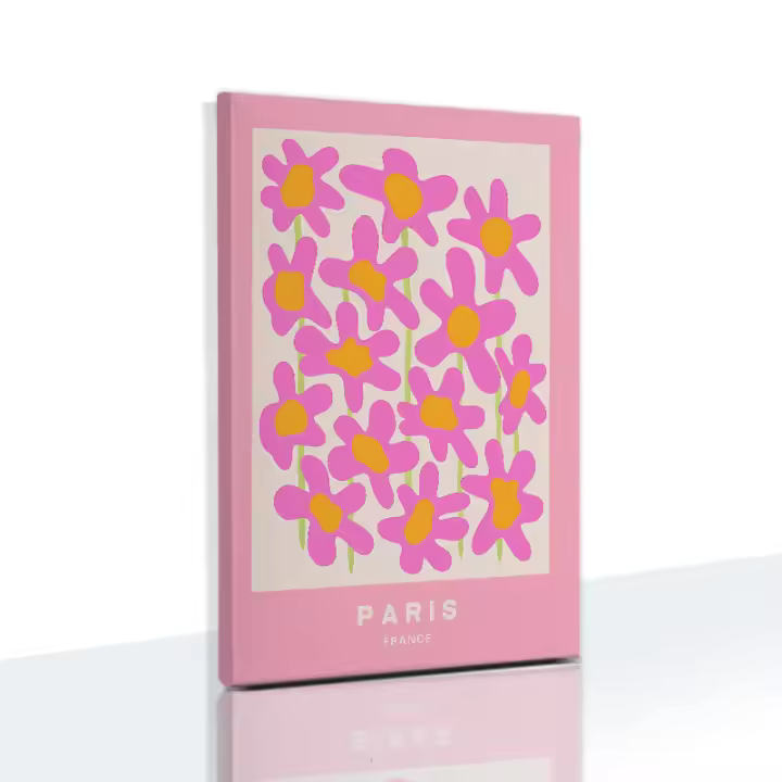 Pintura Nórdica de Lienzo con Marco de JUBEER en Rosa Abstracta Disco Champán espuma Ciruelo para Decoración de Pared de Dormitorio y Hogar - 1
