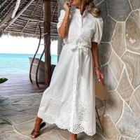 Vestido largo femenino delgado de playa con estilo y un solo pecho - details 1