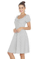 NOVEDAD DE VERANO 2025, vestido estampado con manga de burbuja y cuello cuadrado francés de nicho para ropa de mujer - details 9