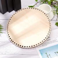 Fondo de cesta de madera Natural con agujero, Base de madera en blanco circular para tejer DIY, bolsa de ganchillo, moldeador de fondo artesanal, 30cm - details 3