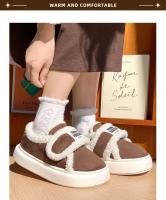 Zapatillas cálidas de algodón para hombre y mujer, zapatos de plataforma de invierno, suela gruesa de felpa suave, calzado para el suelo del hogar con tacones - details 6