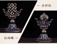Tesoros Xizang productos emitió por lotes cobre puro ocho adornos budistas tántricos propicios azul antiguo - details 8