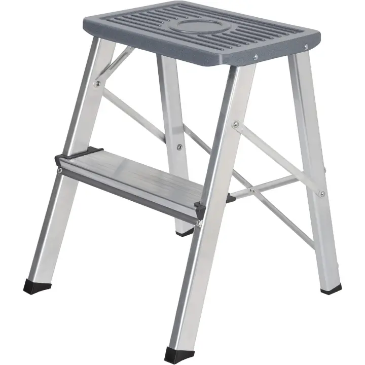 Escalera de Aluminio Plegable Súper Resistente hasta 150Kg Antideslizante, Altura de Trabajo de 245cm, 2 Peldaños - 1