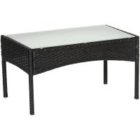 Muebles de jardín de Resina Trenzada Negra - 4 Asientos: 1 sofá, 2 sillones, 1 Mesa de Centro - Cojines Beige con - details 8