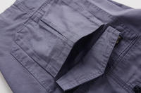 Summer men's cotton multi-pocket solid color 7-point Library, casual sports shorts - details 8