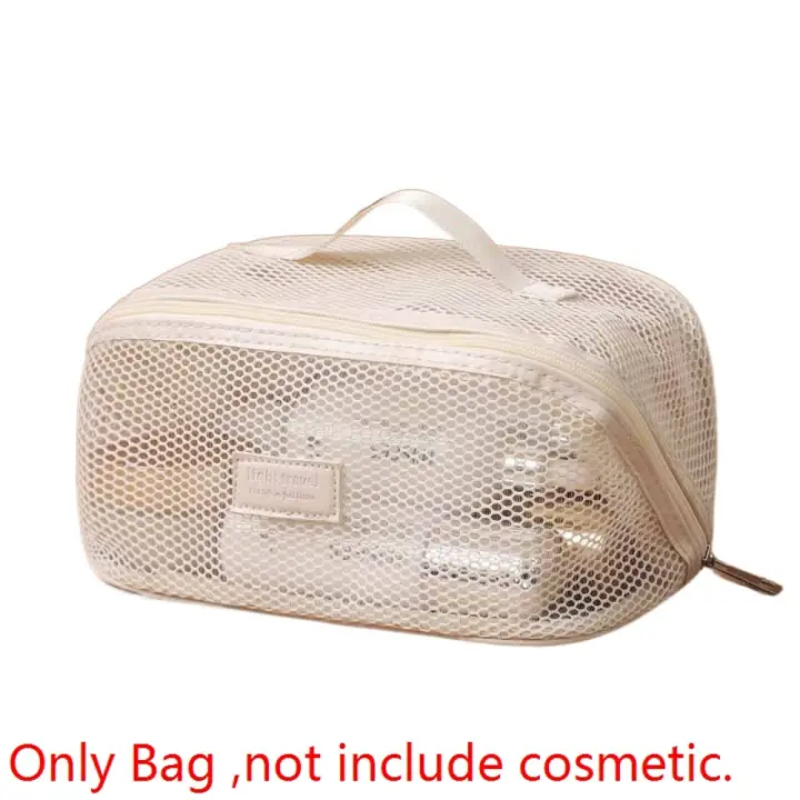 Bolsa de cosméticos de malla de Color sólido portátil, bolsa de maquillaje transparente con cremallera, bolsa de almacenamiento, bolsa de maquillaje para almohada para mujer - 1