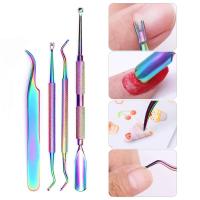 Removedor de piel muerta, empujador de cutina, cuchillo para pulir gel UV arcoíris, herramienta artística de limpieza de uñas de acero inoxidable - details 2