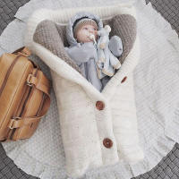 Saco de dormir de punto grueso para bebé, forro de Cachemira de imitación infantil, envoltura para recién nacido, manta para cochecito de niño - details 22