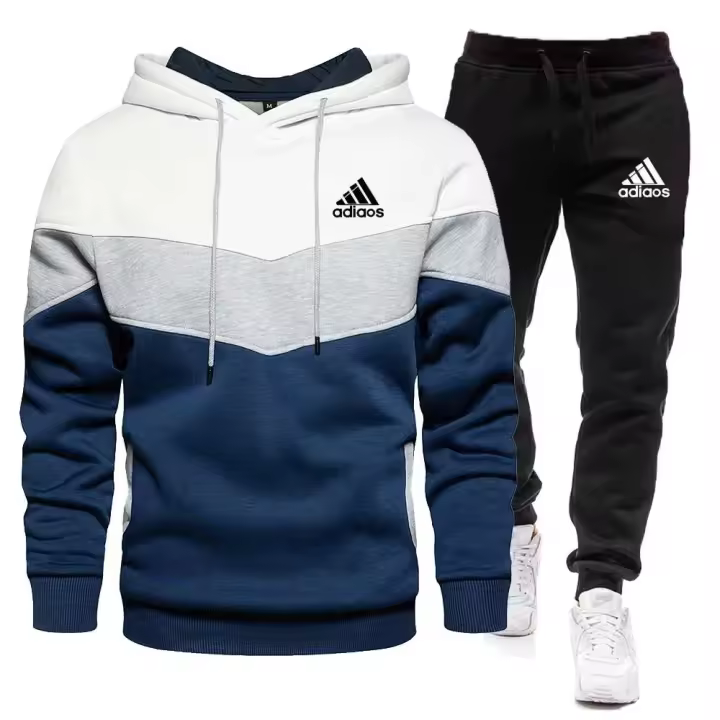 Conjunto de Traje Deportivo de 2 Piezas sin Capas Sudadera con Capucha y Pantalones con Cordón - 1