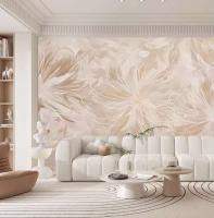 Papel tapiz personalizado con diseño de plumas de arte abstracto, estilo crema, decoración de fondo de TV, mural de pared europeo para dormitorio - details 4