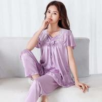 Conjunto de pijama de satén grande 5XL, pijamas cortos, decoración del hogar de mediana edad, pijamas de mujer baratos - details 9