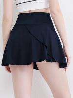 Falda pantalón deportiva para mujer con bolsillo para teléfono, falda pantalón deportiva con dobladillo plisado, tejido elástico de secado rápido para tenis, golf, yoga, baile, ropa deportiva informal - details 1