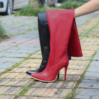 Botas Largas de Moda para Mujer 2025 Punta Afilada, Tacón Alto, Delgado Cuero Sintético - details 6