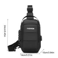 Bolso de pecho antirrobo para hombre, correa ajustable, puerto de carga USB, bolso bandolera con contraseña, impermeable, gran capacidad - details 0