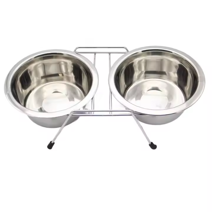 Comedero de Acero Inoxidable para Mascotas Doble Base para Perros, Gatos Tamaño S/M/L - 1