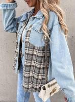 Chaqueta vaquera de manga larga para mujer, camisa a cuadros con botones, Tops de otoño e invierno - details 10