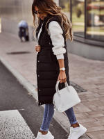 Chaleco de algodón medio largo con abrigo Chaleco grueso y cálido con cremallera para mujer en invierno - details 4
