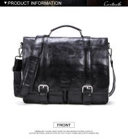 Bolso de Hombre CONTACT'S de Cuero de Verduras para Abogados Bolsa de Negocios Vintage Grande para Portátil y iPad Material de Revestimiento Poliéster Tamaño 13inch Negro - details 7