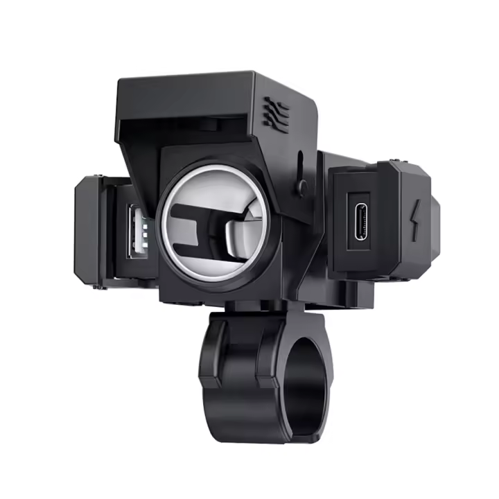 Cargador USB de Motocicleta y Coche Tipo-C PD QC3.0 Carga Rápida Impermeable con Soporte - 1