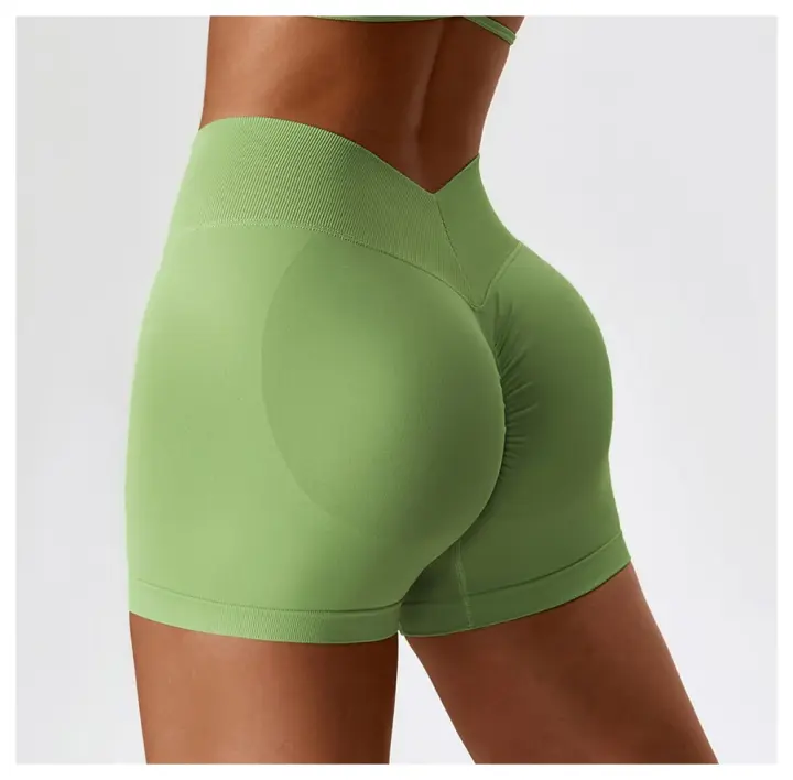 Shorts de Yoga de Cintura Alta Ajuste Ajustado para Abdomen y Cadera Material de Nylon - 1