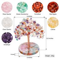 Árbol de Piedras Curativas de 7 Chakras Hoja de Ámetista Envoltura en Hilo de Ágata Natural - details 1