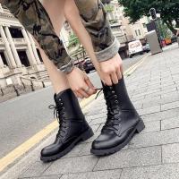 Botas Martin para mujer, botines de talla grande, punta redonda, tacón grueso, cordones, informales, media pantorrilla, Otoño e Invierno - details 2