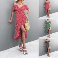 Vestido largo con tirantes y estampado floral para mujer, estilo bohemio de playa, moderno, un hombro, irregular, fresco diario - details 13