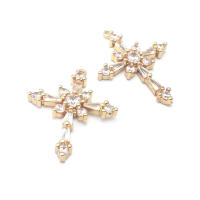 Colgantes de Cruza de Latón Dorado de 18K Joyería DIY Hallazgos de Collares y Pendientes - details 18