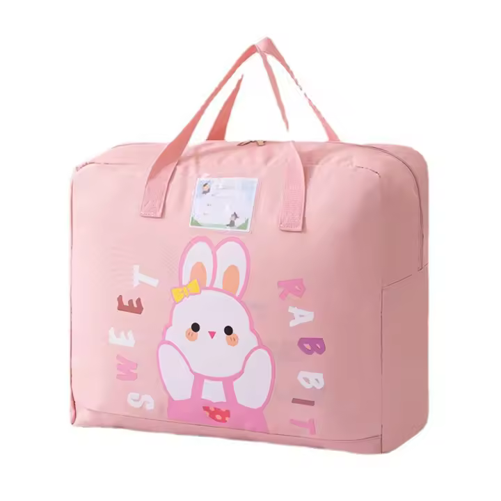 Bolsa de almacenamiento de edredón de tela Oxford para guardería, bolsa de almacenamiento de equipaje de gran capacidad con dibujos animados, a prueba de polvo, ahorro de espacio, bolsa de embalaje móvil - 1