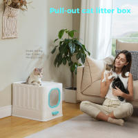 PAWZ Road Caja de arena plegable para gatos con cuchara para arena, inodoro grande para gatos, entrada frontal y salida superior, bandeja de arena para gatos fácil de limpiar con tapa, suministros para mascotas - details 8