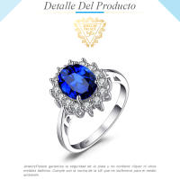 JewelryPalace-Anillo de Plata de Ley 925 con zafiro azul, sortija de lujo, Princesa Diana, para mujer - details 1