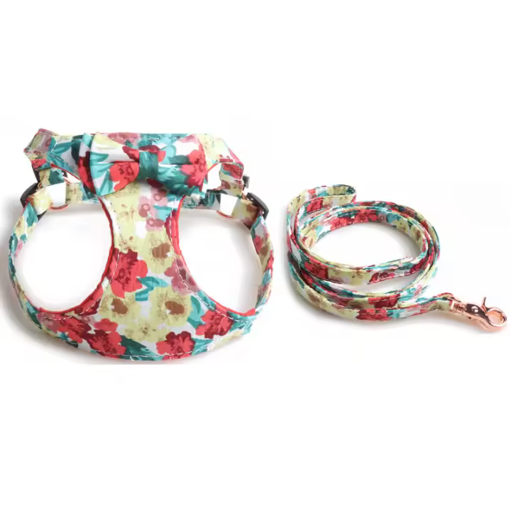 Correa para busto de mascota floral transpirable chaleco universal para gatos y perros - 1