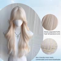 Peluca sintética con flequillo de aire para mujer, pelucas onduladas rizadas al agua para Cosplay de Halloween, cubierta completa para la cabeza, pelucas en capas naturales para fiesta - details 2