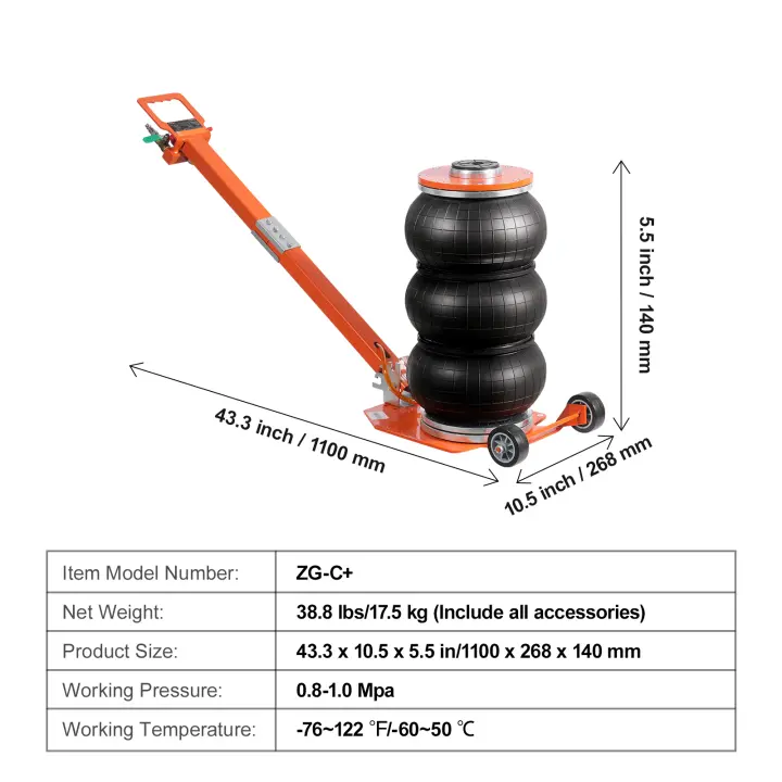 SucceBuy Gato neumático, elevación neumática 1-6S con columna elevada, mango ajustable, compacto y que ahorra espacio, almohadilla de goma gruesa, se adapta a sedán, SUV, camioneta - 1
