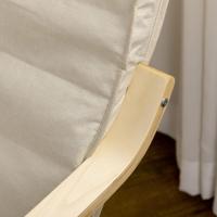 Silla Ajustable Reposapiés Diseño de Madera y Tela Carga de 120kg Ideal para Dormitorio, Oficina, Estudio Tamaño 66,5x94x100 cm Crema - details 2