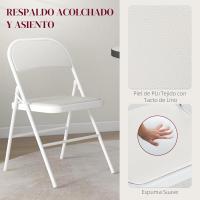 Juego de 2 Sillas Plegables Sillas Abatibles con Respaldo y Estructura de Acero para Salón Oficina Estudio 45x46x78 cm Blanco - details 3